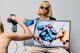photo of woman holding monitor